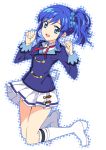  aikatsu! blue_eyes blue_hair boots kiriya_aoi mizuki_makoto school_uniform side_ponytail skirt smile 