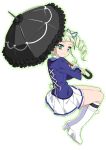  1girl aikatsu! drill_hair hair_ribbon mizuki_makoto ribbon school_uniform skirt toudou_yurika twin_drills umbrella 