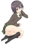  1girl black_hair boku_wa_tomodachi_ga_sukunai cardigan mikazuki_yozora mizuki_makoto school_uniform short_hair skirt socks violet_eyes 