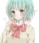  1girl blush bow green_eyes green_hair gumi hair_ornament hairclip hiro_(hirohiro31) nail_polish short_hair vocaloid 