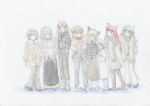  absurdres alternate_hairstyle beanie casual coat earmuffs hair_down hat hiding highres hoshiguma_yuugi huge_filesize kaenbyou_rin kisume komeiji_koishi komeiji_satori kurodani_yamame mittens mizuhashi_parsee pants reiuji_utsuho rough saraband subterranean_animism touhou winter_clothes 