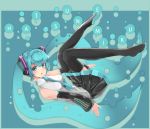  1girl aqua_eyes aqua_hair boots character_name detached_sleeves hatsune_miku headphones long_hair looking_at_viewer necktie open_mouth opta skirt solo thigh-highs thigh_boots twintails very_long_hair vocaloid 