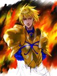  1boy armor blonde_hair earrings fate/zero fate_(series) gilgamesh jewelry kageyama_madoka red_eyes solo 