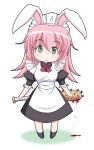  1girl animal_ears blood blush chibi long_hair looking_at_viewer lowres maid pink_hair rabbit_ears simple_background solo vfenster white_background 