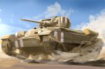  cannon caterpillar_tracks clouds desert heart military military_vehicle motomatu sand signature sky tank valentine_(tank) vehicle world_war_ii 