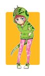  1girl blue_eyes chibi dinosaur hoodie hot_pants_(sbr) jojo_no_kimyou_na_bouken moyori pink_hair redhead solo steel_ball_run 