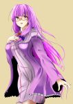  1girl bespectacled breasts glasses hair_ribbon highres no_hat no_headwear open_mouth patchouli_knowledge purple_hair ribbon simple_background solo touhou violet_eyes yoxtut 