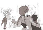  4girls blush closed_eyes comic covering_eyes eila_ilmatar_juutilainen erica_hartmann gertrud_barkhorn kiss monochrome multiple_girls pantyhose sanya_v_litvyak strike_witches tsuta. yuri 