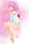  barefoot hairband heart komeiji_satori looking_back ma_nyan_(nyao_mao_nyao) pink_eyes pink_hair short_hair skirt third_eye touhou 