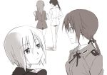  4girls comic erica_hartmann gertrud_barkhorn minna-dietlinde_wilcke monochrome multiple_girls sad sakamoto_mio strike_witches tsuta. 