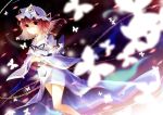  1girl butterfly hat kaede_(mmkeyy) lantern redhead saigyouji_yuyuko solo touhou triangular_headpiece violet_eyes 