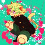  1boy animal_ears blonde_hair cat_ears cat_tail curly_hair hunter_x_hunter nefelpitou short_hair shorts solo tachibana_amane_(amane01a) tail violet_eyes 