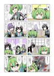  amatsuka_megumi_(gj-bu) cardigan comic gj-bu green_eyes green_hair hair_ornament highres kannazuki_tamaki long_hair long_sleeves nana-ine pink_hair school_uniform shinomiya_kyouya short_hair sumeragi_shion translation_request twintails 