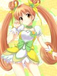  1girl brown_eyes brown_hair choker cure_rosetta dokidoki!_precure double_bun flower hair_flower hair_ornament long_hair magical_girl precure ribbon skirt smile solo twintails wrist_cuffs yotsuba_alice 