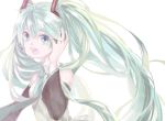  aqua_eyes aqua_hair hatsune_miku headphones kanna_yui long_hair twintails vocaloid 