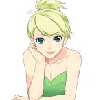  1girl bare_shoulders blonde_hair blue_eyes disney looking_at_viewer pointy_ears sasakure simple_background smile solo tinkerbell white_background 