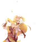  1boy 1girl a082 blonde_hair boots carrying closed_eyes dress eudes_(fire_emblem) fire_emblem fire_emblem:_kakusei flower grin happy liz_(fire_emblem) mother_and_son pants shoulder_carry smile twintails 