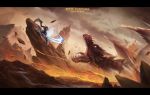  dragon fire highres magic_circle molten_rock pixiv_fantasia pixiv_fantasia_new_world rock sword tpip_(aixuan) weapon 