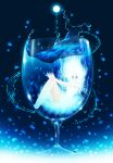  1girl blue blue_eyes drinking_glass highres long_hair looking_at_viewer moon original solo star water white_hair yuuno_(yukioka) 