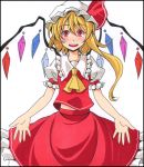  1girl blonde_hair flandre_scarlet hat red_eyes s-syogo solo touhou wings 