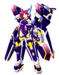  1girl armor bodysuit chouzetsu_yarou crueltear headgear mecha_musume pink_eyes purple_hair tagme trigger_heart_exelica 