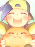  :3 cafe_(chuu_no_ouchi) closed_eyes commentary gold_(pokemon) open_mouth pokemon pokemon_(creature) pokemon_(game) pokemon_hgss raichu smile 