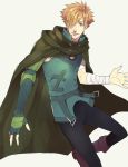  1boy archer_(fate/extra) boots cape cloak green_eyes hair_over_one_eye orange_hair solo sukumaraku 