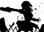  1girl beret drill_hair gun hair_ornament hat magical_musket mahou_shoujo_madoka_magica silhouette solo tanemaki_shirura tomoe_mami weapon 