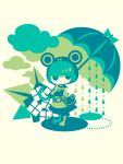  animal_costume frog_costume highres rain raincoat syamo umbrella 