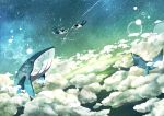  absurdres chodo_(mahumohi) clouds highres original scenery school_uniform shooting_star sky star_(sky) whale 
