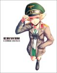  boots brown_hair erwin girls_und_panzer hat jacket kei-suwabe military military_cap peaked_cap school_uniform serafuku 