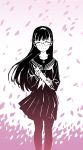  black_hair character_request cherry_blossoms closed_eyes matsuryuu pantyhose school_uniform 