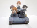  akiyama_yukari black_hair brown_hair girls_und_panzer hairband isuzu_hana long_hair military military_vehicle multiple_girls nishizumi_miho oniyan panzerkampfwagen_iv paper_child papercraft reizei_mako school_uniform serafuku short_hair takebe_saori tank uniform vehicle 