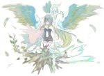  1girl long_hair shintani_tsushiya simple_background solo staff white_background wings yuu-gi-ou 