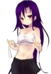  bare_shoulders breasts cleavage collarbone goshiki_agiri hiyo_kotori kill_me_baby long_hair navel purple_hair red_eyes sarashi skirt very_long_hair 