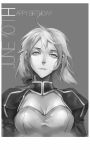  1girl ahoge altoris_(scee) breasts cleavage fate/stay_night fate_(series) greyscale highres monochrome saber solo 
