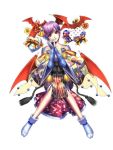  1girl alternate_costume artist_request bare_shoulders bat bat_wings bridal_gauntlets capcom demon_girl female gift head_wings japanese_clothes kimono lilith_aensland obi official_art onimusha_soul purple_hair red_eyes short_hair solo succubus tabi valentine vampire_(game) wings 