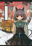  1girl animal_ears capelet grey_hair jewelry mikikoto_hitsuji mouse_ears mouse_tail nazrin pendant red_eyes short_hair skirt solo tail touhou 