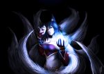  ahri animal_ears artist_request black_background facial_mark fox_ears fox_tail league_of_legends mask solo tail yellow_eyes 