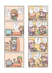  4koma comic couch drink hong_meiling hounori izayoi_sakuya lying multiple_4koma on_back patchouli_knowledge remilia_scarlet restaurant sitting spoon table television touhou translation_request 