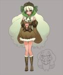  1girl :d bare_shoulders big_hair boots bow detached_sleeves erubo hat long_hair long_sleeves open_mouth personification pokemon pokemon_(game) pokemon_bw smile solo very_long_hair whimsicott white_hair yellow_eyes 