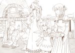  132 5girls baking cirno cookie food fujiwara_no_mokou inaba_tewi kamishirasawa_keine lineart monochrome multiple_girls sendai_hakurei_no_miko tagme touhou 