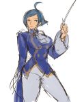  1girl ahoge blue_eyes blue_hair breasts cravat elizabeth_blanchtorche king_of_fighters large_breasts muse_(rainforest) short_hair sketch solo 