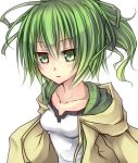  1girl character_request green_eyes green_hair shintani_tsushiya simple_background solo white_background yuu-gi-ou 