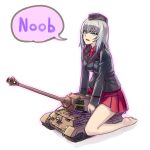  girls_und_panzer hat itsumi_erika kyata military military_uniform military_vehicle short_hair silver_hair tank tiger_(tank) uniform vehicle 