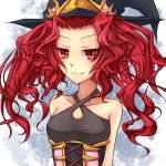 1girl breasts hat long_hair looking_at_viewer red_eyes redhead shintani_tsushiya smile solo yuu-gi-ou 