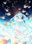  1girl clouds constellation dress fish halo hatsune_miku long_hair solo star_(sky) twintails very_long_hair vocaloid wings 