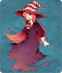 dress ghost_tail hair_over_one_eye hat highres juliet_sleeves kogarashi_midori long_hair long_sleeves neckerchief open_mouth paper_mario personification pink_eyes pink_hair puffy_sleeves solo star striped_hat super_mario_bros. vivian witch_hat 