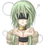  1girl ? blindfold caam_serenity_of_gusto green_hair long_hair shintani_tsushiya simple_background solo white_background yuu-gi-ou 