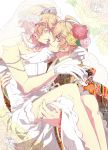  2boys blonde_hair carrying closed_eyes crossdressinging dress dual_persona flower glasses gloves green_eyes japanese_clothes jewelry male multiple_boys open_mouth princess_carry ring shinomiya_natsuki shinomiya_satsuki smile uta_no_prince-sama wedding wedding_dress yaoi 